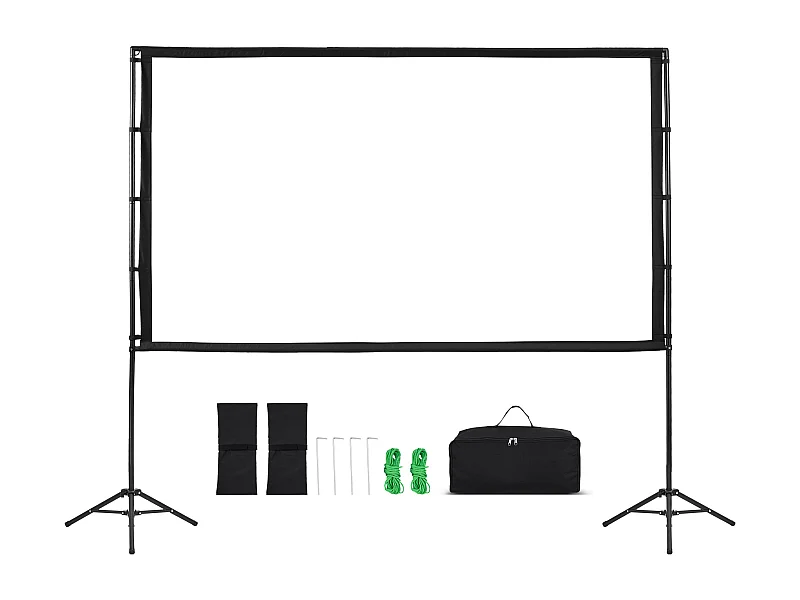 Projektionsleinwand SucceBuy 254 cm mit 2 Stative, Tragbare und Knitterfeste Projektionsleinwand, Großer Betrachtungswinkel 160°, 16:9 4K HD