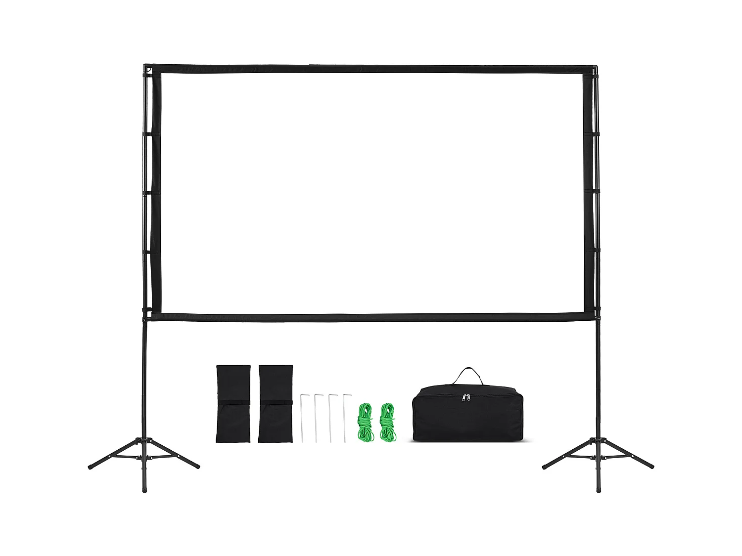 Projektionsleinwand SucceBuy 254 cm mit 2 Stative, Tragbare und Knitterfeste Projektionsleinwand, Großer Betrachtungswinkel 160°, 16:9 4K HD