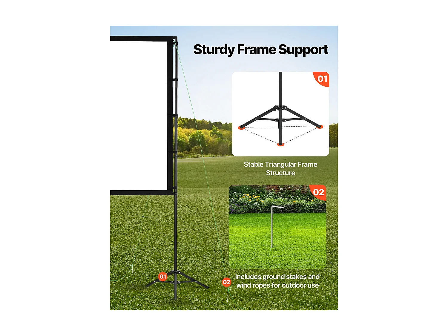 Écran de Projection SucceBuy de 254 cm avec 2 Trépieds, Toile de Projection Portable et Infroissable, Grand Angle de Vision 160°, 16:9 4K HD