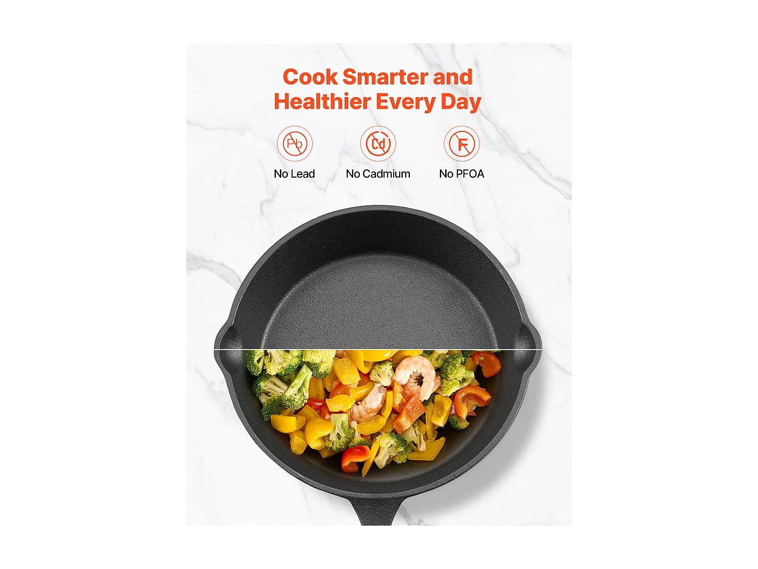 Poêle en Fonte SucceBuy, 4PCs 15,5/20,5/26/30,5 cm, Sauteuse Pré-Assaisonnée avec Poignée en Silicone Résistante À la Chaleur, pour  Four, Gaz, Électrique