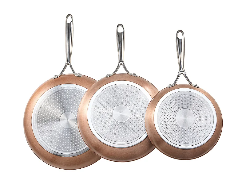 Poêle en Aluminium SucceBuy, 3PCs 20/27/30 cm, Sauteuse en Céramique Antiadhésive avec Poignée Résistante À la Chaleur, pour  Gaz, Électrique