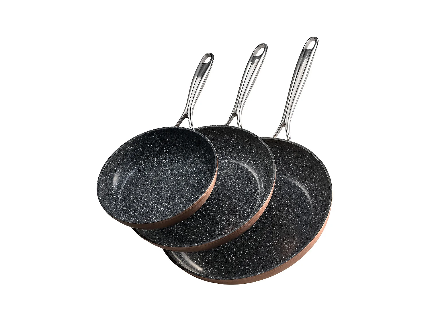 Poêle en Aluminium SucceBuy, 3PCs 20/27/30 cm, Sauteuse en Céramique Antiadhésive avec Poignée Résistante À la Chaleur, pour  Gaz, Électrique
