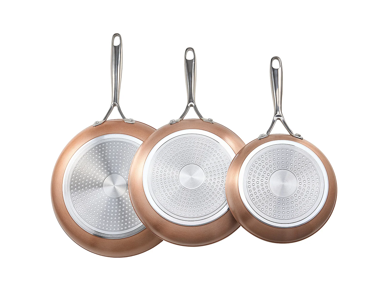 Padella in Alluminio SucceBuy, 3 Pezzi 20/27/30 Cm, Padella Antiaderente in Ceramica con Manico Resistente al Calore, per Gas, Elettrico