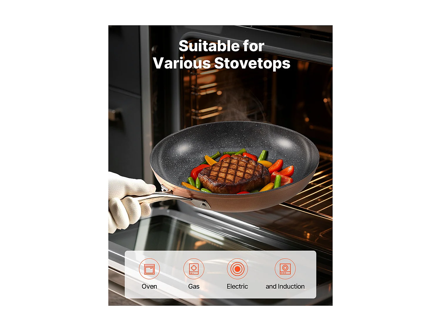 Poêle en Aluminium SucceBuy, 3PCs 20/27/30 cm, Sauteuse en Céramique Antiadhésive avec Poignée Résistante À la Chaleur, pour  Gaz, Électrique