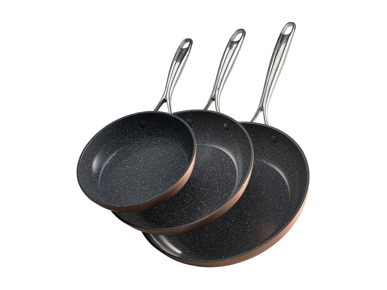 Poêle en Aluminium SucceBuy, 3PCs 20/27/30 cm, Sauteuse en Céramique Antiadhésive avec Poignée Résistante À la Chaleur, pour  Gaz, Électrique