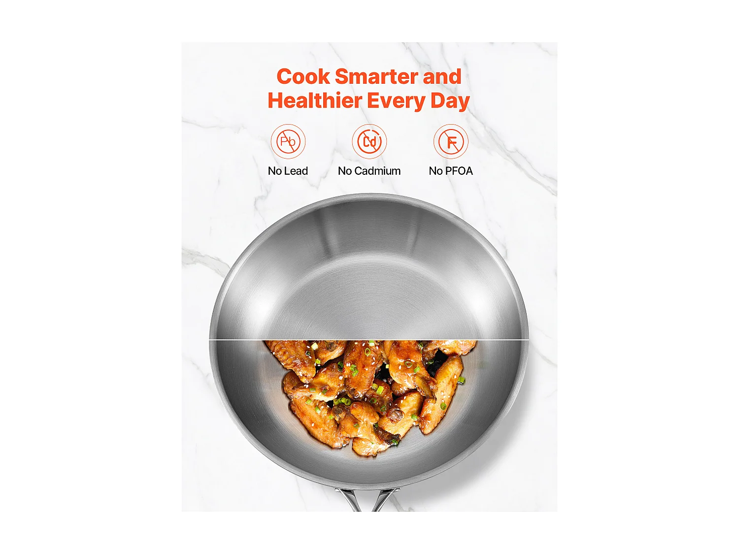 Poêle en Acier Inoxydable SucceBuy, 3PCs 24/28/32 cm, Sauteuse avec Poignée Résistante À la Chaleur, Ustensiles de Cuisine Restaurant, pour  Gaz, Argent