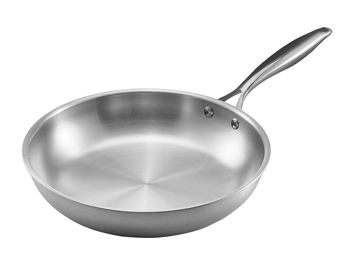 Poêle en Acier Inoxydable SucceBuy, 3PCs 24/28/32 cm, Sauteuse avec Poignée Résistante À la Chaleur, Ustensiles de Cuisine Restaurant, pour  Gaz, Argent