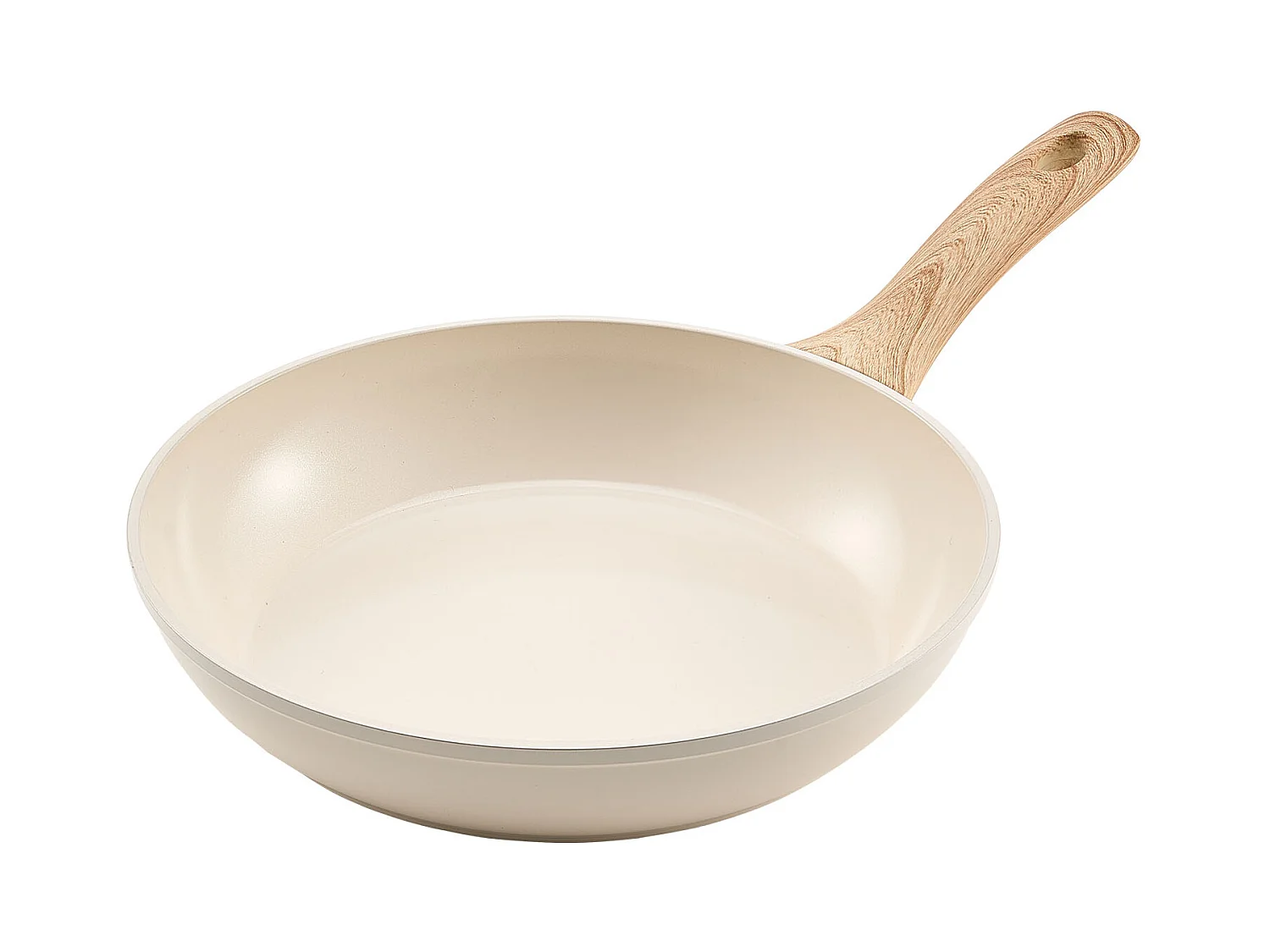 Poêle en Aluminium SucceBuy, 3PCs 20/24/28 cm, Sauteuse en Céramique Antiadhésive avec Poignée Résistante À la Chaleur, pour  Gaz, Électrique, Beige