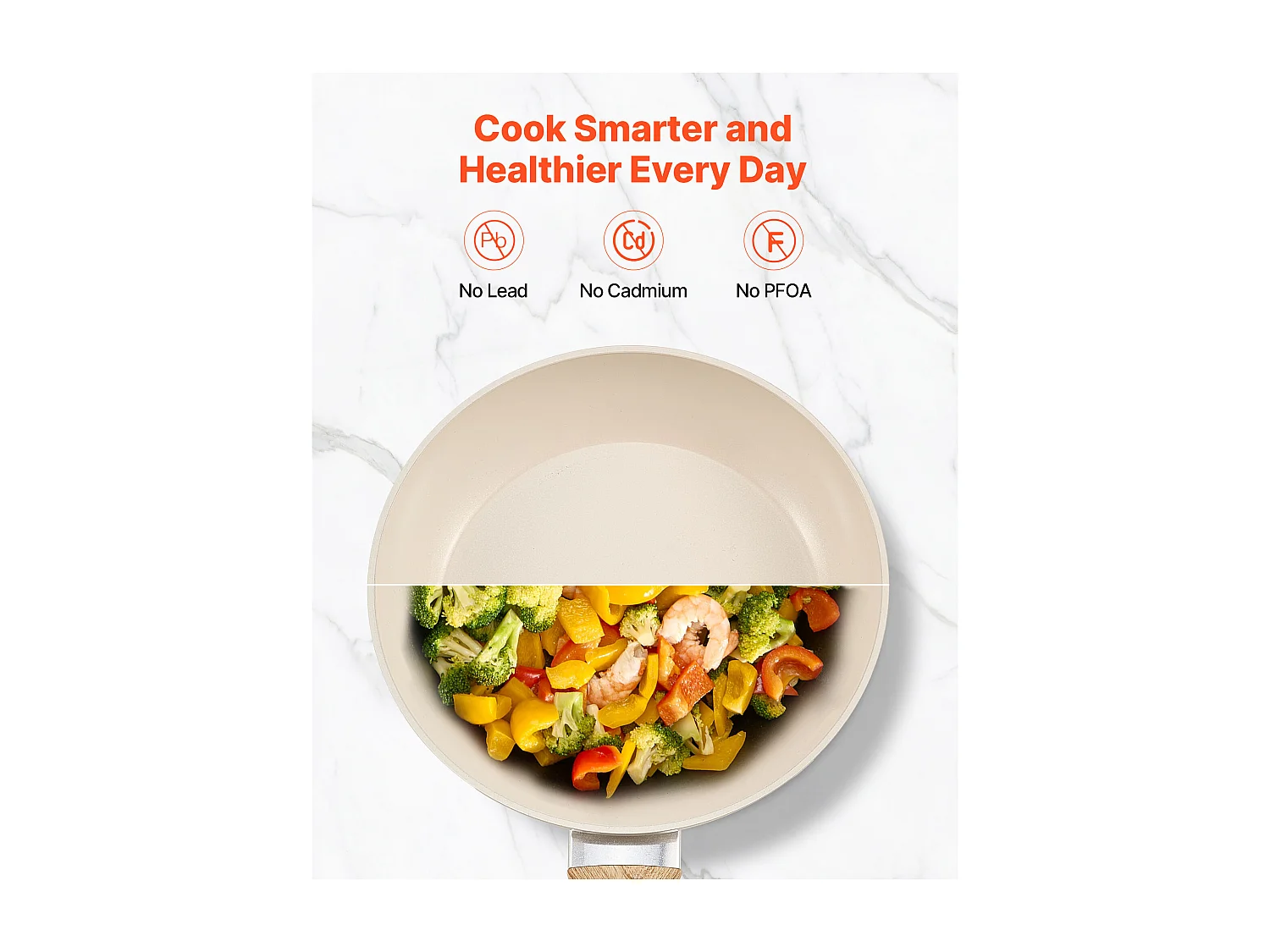 Poêle en Aluminium SucceBuy, 3PCs 20/24/28 cm, Sauteuse en Céramique Antiadhésive avec Poignée Résistante À la Chaleur, pour  Gaz, Électrique, Beige