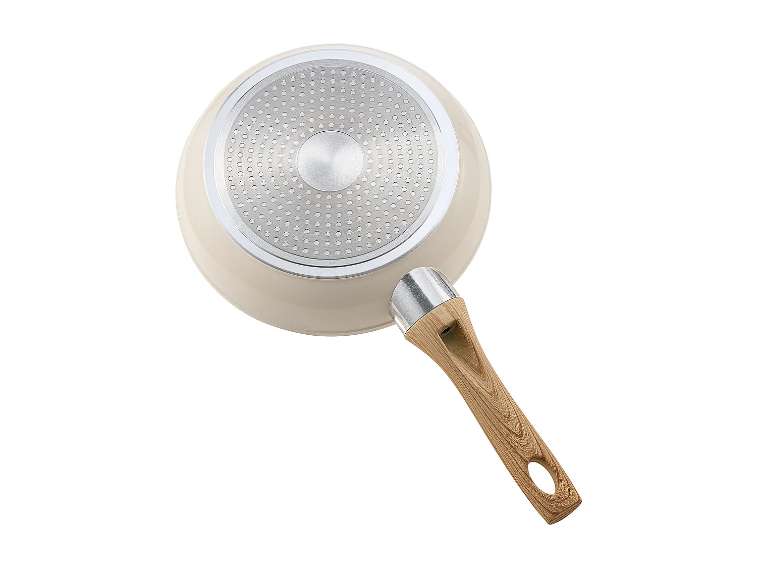 Poêle en Aluminium SucceBuy, 3PCs 20/24/28 cm, Sauteuse en Céramique Antiadhésive avec Poignée Résistante À la Chaleur, pour  Gaz, Électrique, Beige