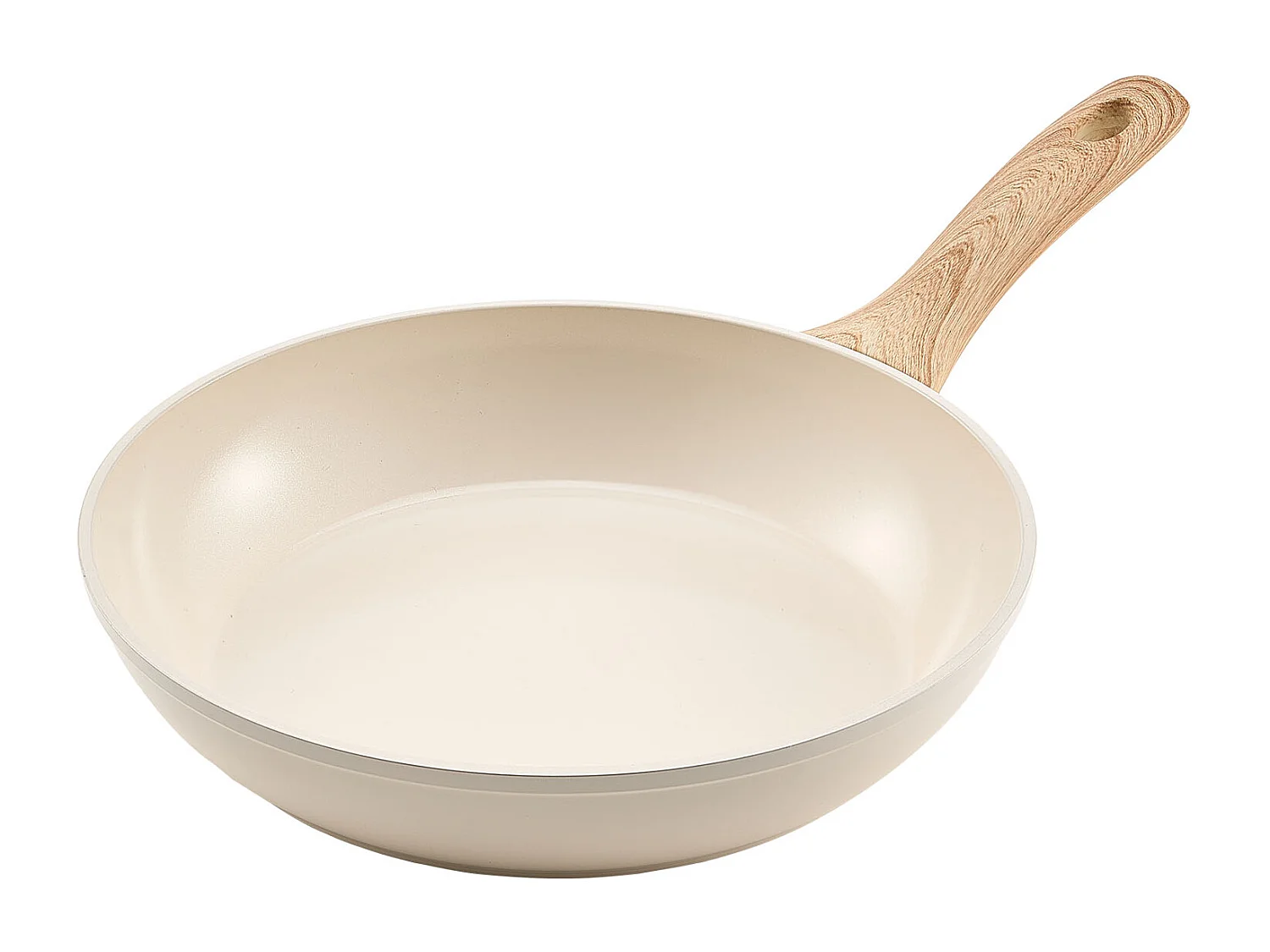 Poêle en Aluminium SucceBuy, 3PCs 20/24/28 cm, Sauteuse en Céramique Antiadhésive avec Poignée Résistante À la Chaleur, pour  Gaz, Électrique, Beige