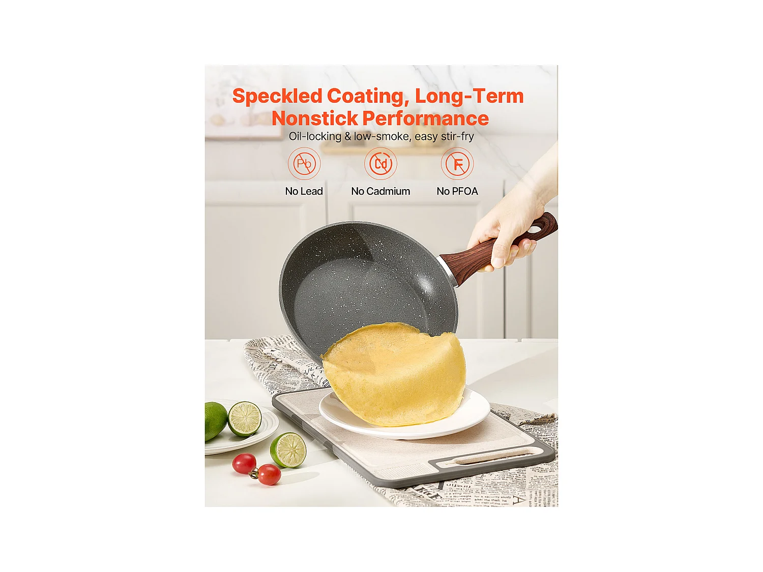 Poêle en Aluminium SucceBuy, 3PCs 25/28/32,5 cm, Sauteuse Antiadhésive Pré-Assaisonnée avec Poignée Résistante À la Chaleur, pour  Gaz, Électrique, Gris