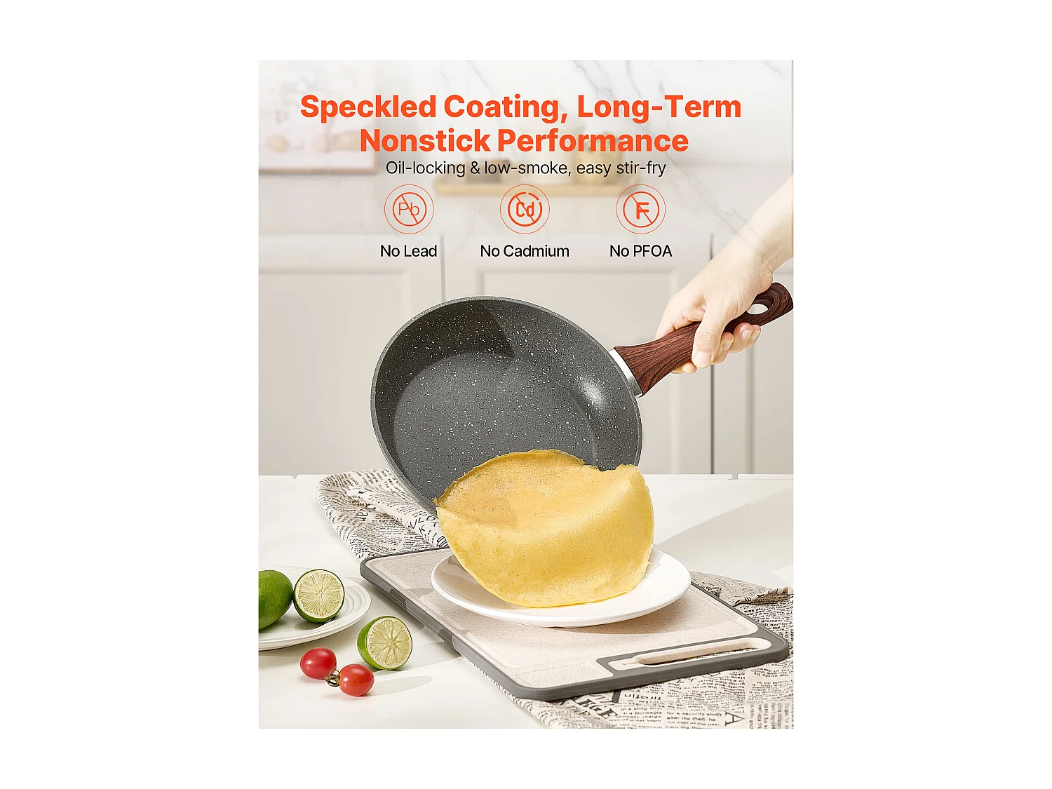 Poêle en Aluminium SucceBuy, 3PCs 25/28/32,5 cm, Sauteuse Antiadhésive Pré-Assaisonnée avec Poignée Résistante À la Chaleur, pour  Gaz, Électrique, Gris