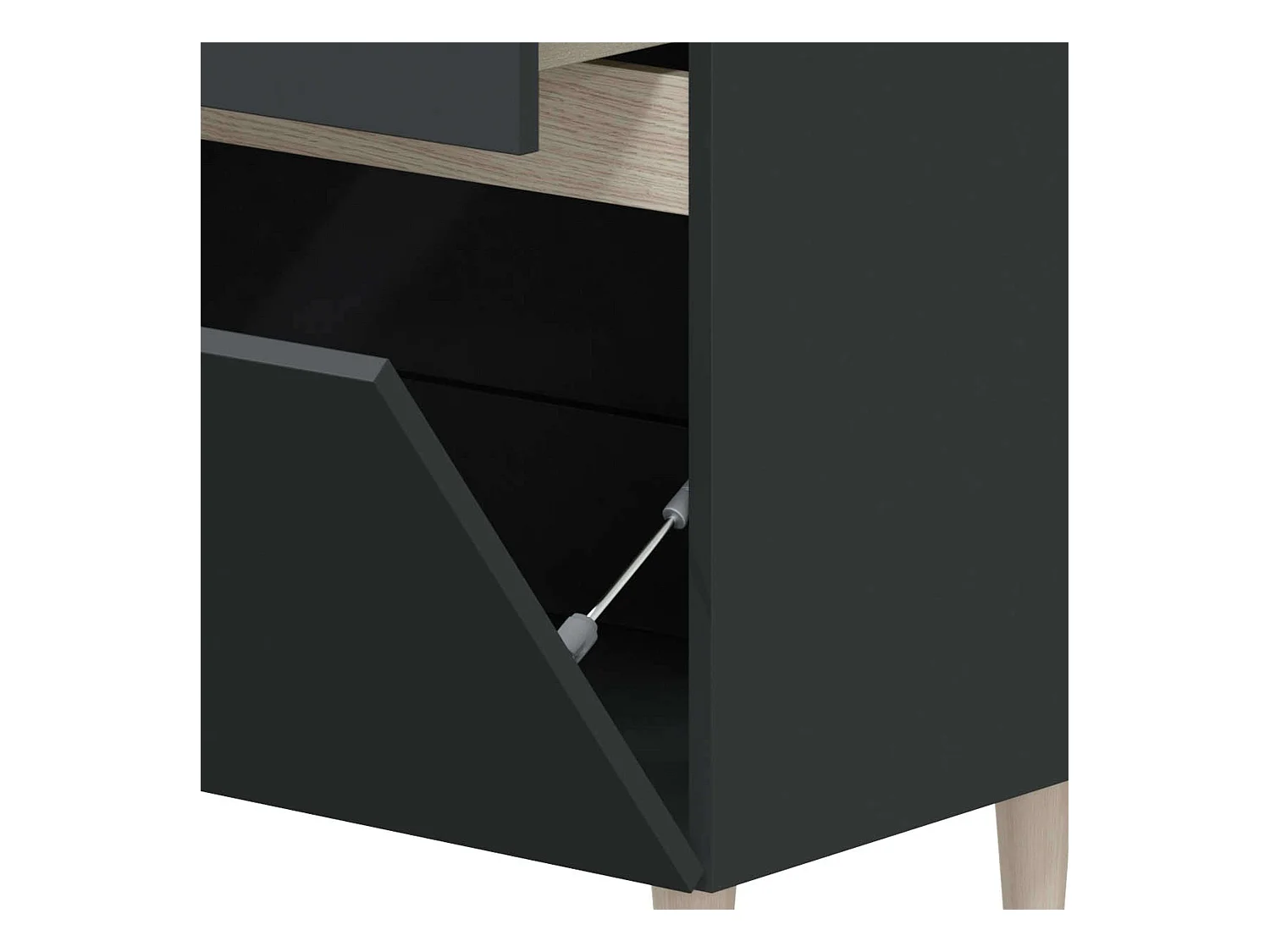 Mueble baño c/espejo y lavabo cerámico Lotto Gris antracita y roble 80x45x80 cm