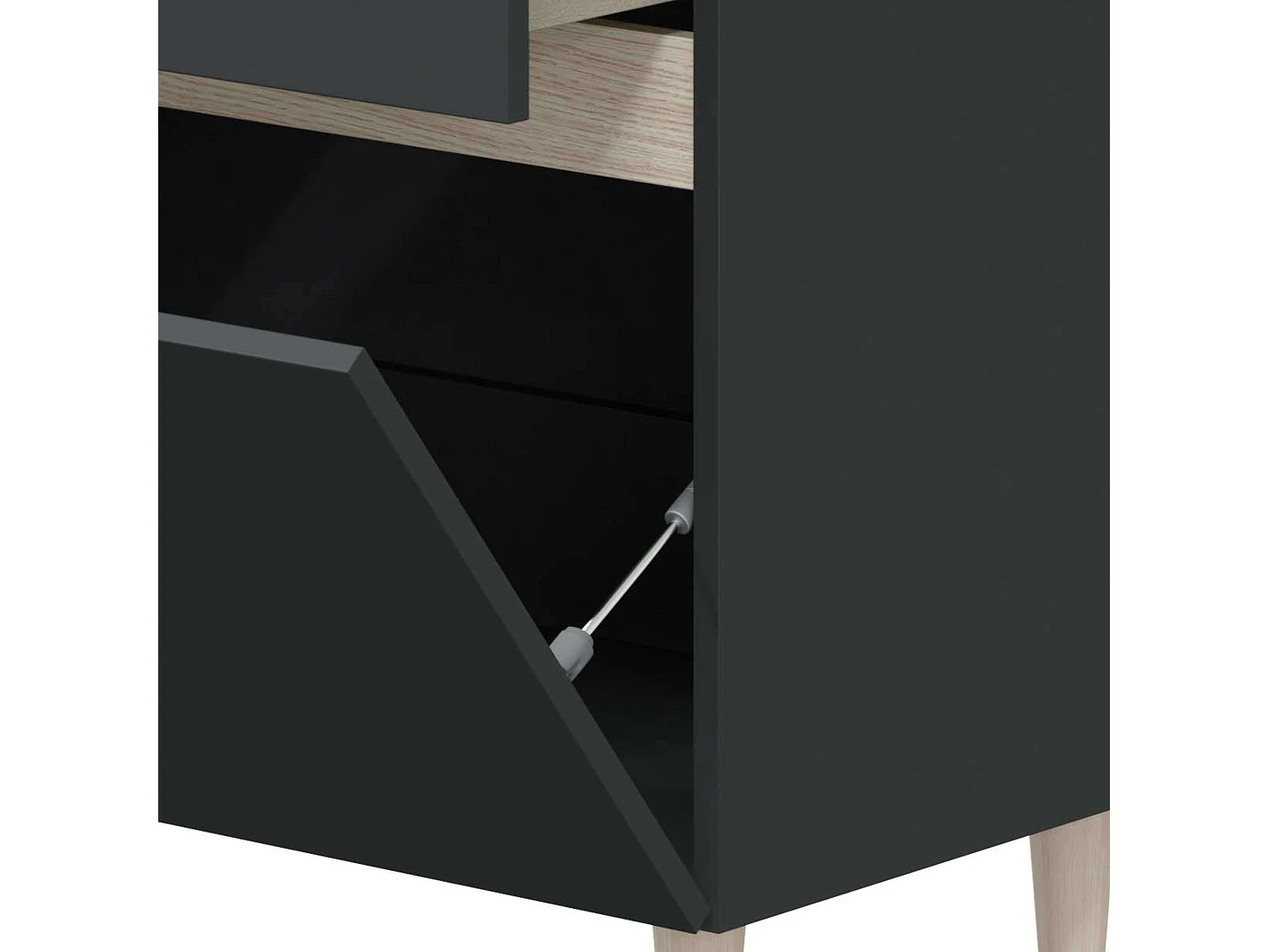 Mueble baño c/espejo y lavabo cerámico Lotto Gris antracita y roble 80x45x80 cm