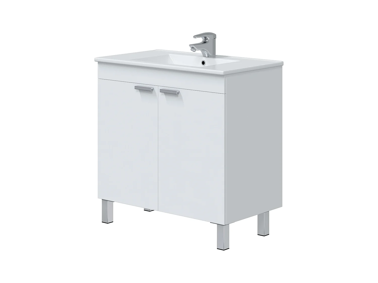 Mueble de Baño Atenea 80 cm Armario 2 Puertas Blanco Brillo con Lavabo