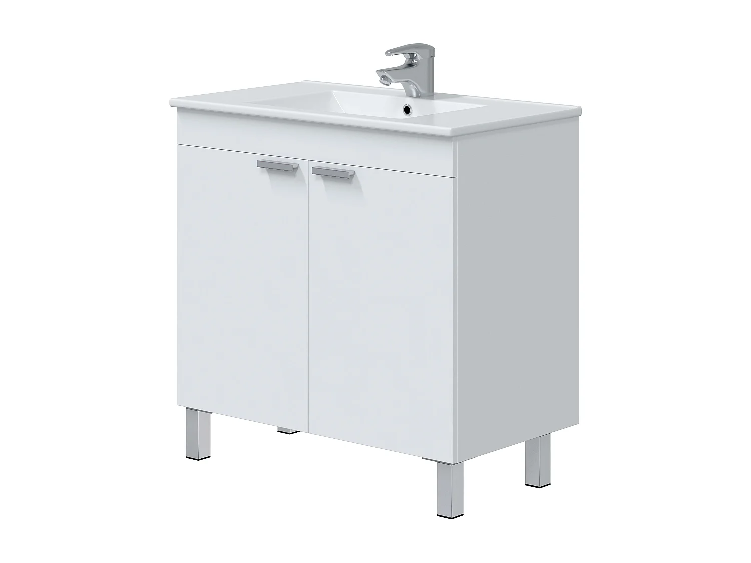 Mueble de Baño Atenea 80 cm Armario 2 Puertas Blanco Brillo con Lavabo