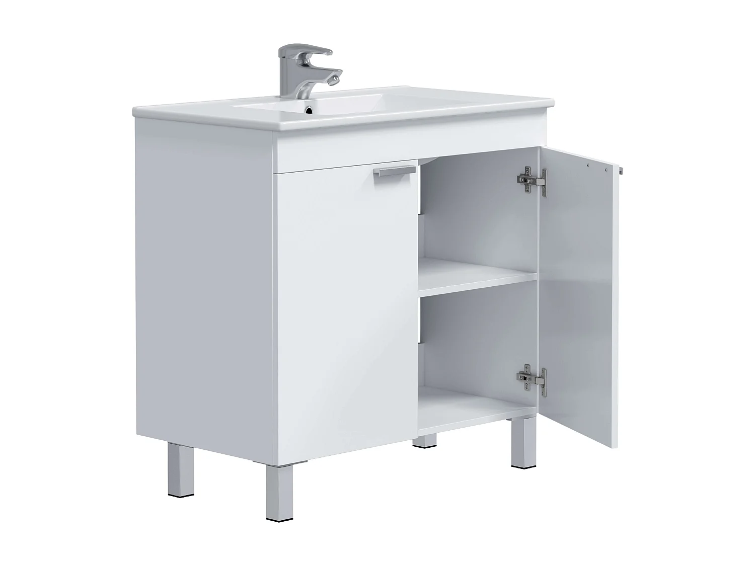 Mueble de Baño Atenea 80 cm Armario 2 Puertas Blanco Brillo con Lavabo