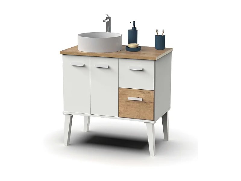 Móveis de banheiro Aqua Nordic Carvalho branco/dourado 2 portas e gavetas 82x92x50 cm