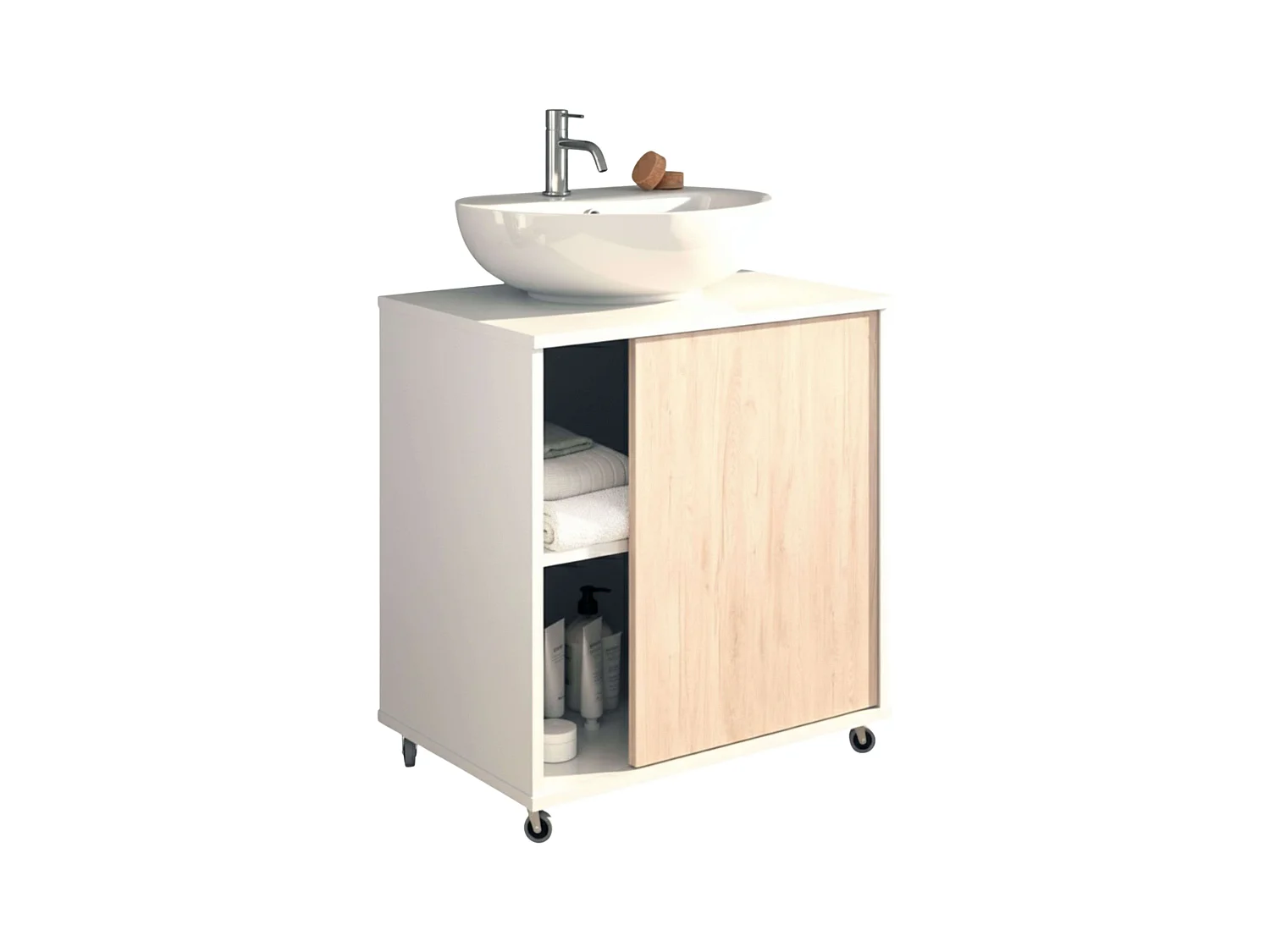 Mueble baño c/ruedas p/lavabo pedestal Sinna 59 cm