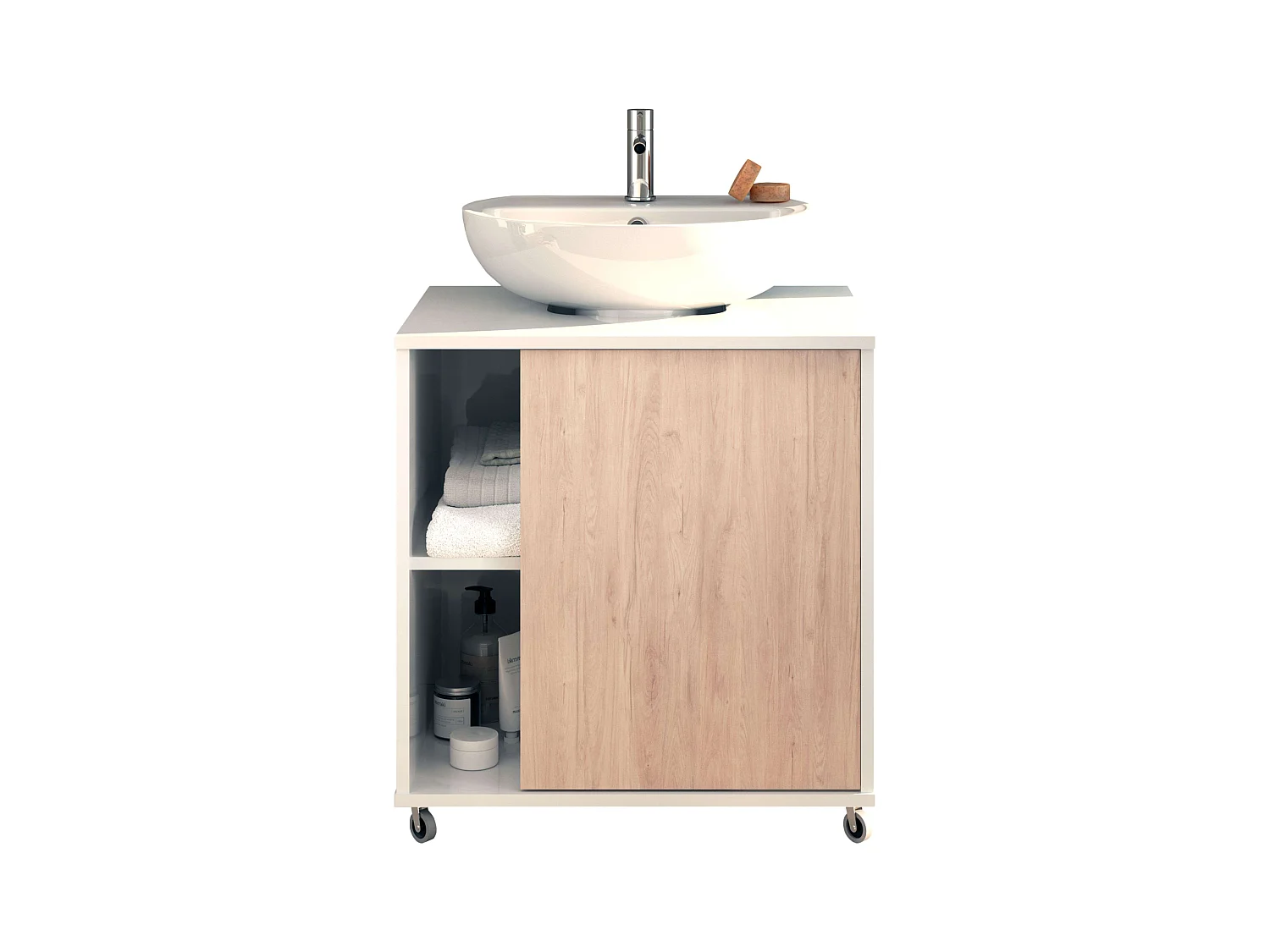 Mueble baño c/ruedas p/lavabo pedestal Sinna 59 cm