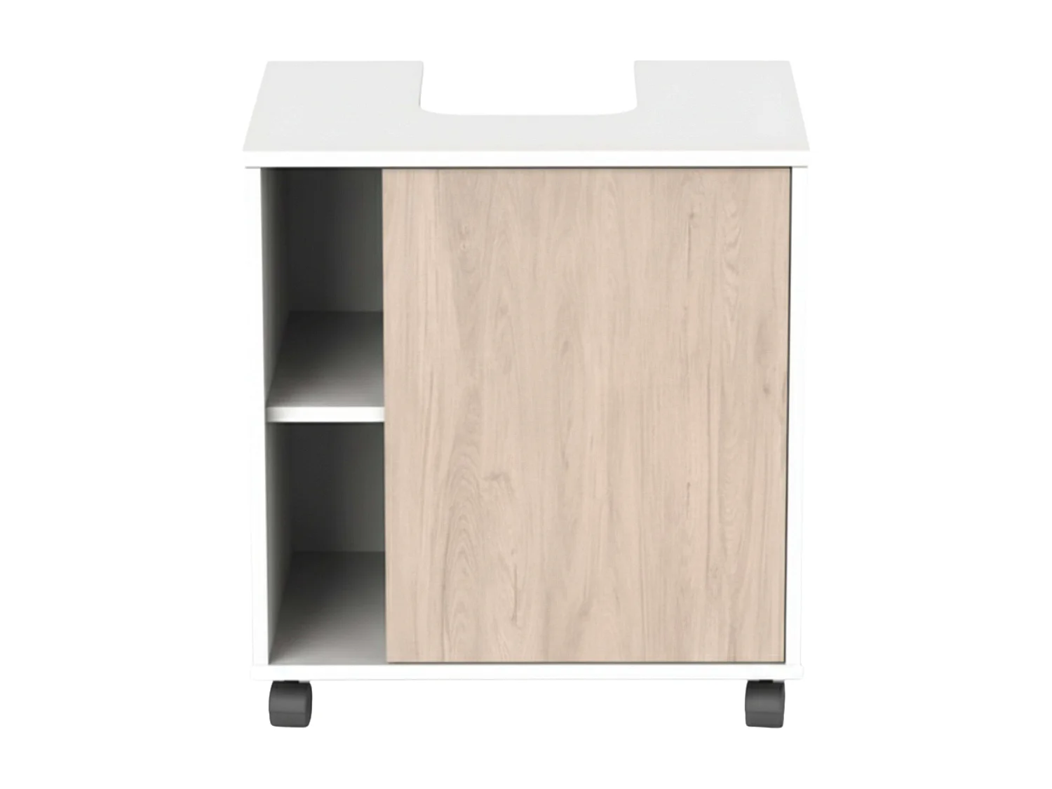 Meuble de salle de bain à roulettes pour lavabo sur colonne Sinna 59 cm