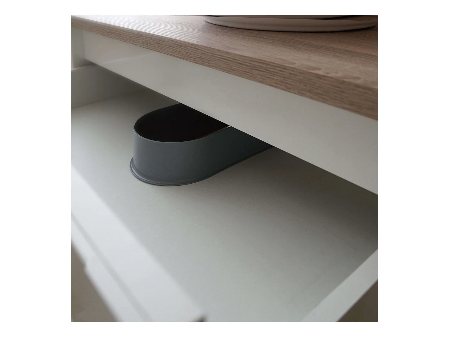 Meuble de salle de bain Siena de style nordique, blanc et chêne, 1 tiroir, 2 portes (sans lavabo)