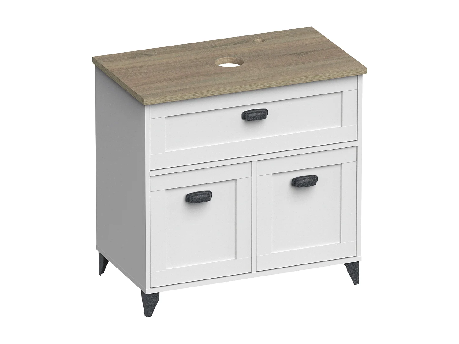 Mueble Baño Siena Estilo Nórdico Blanco y Roble 1 Cajón 2 Puertas (Sin Lavabo)