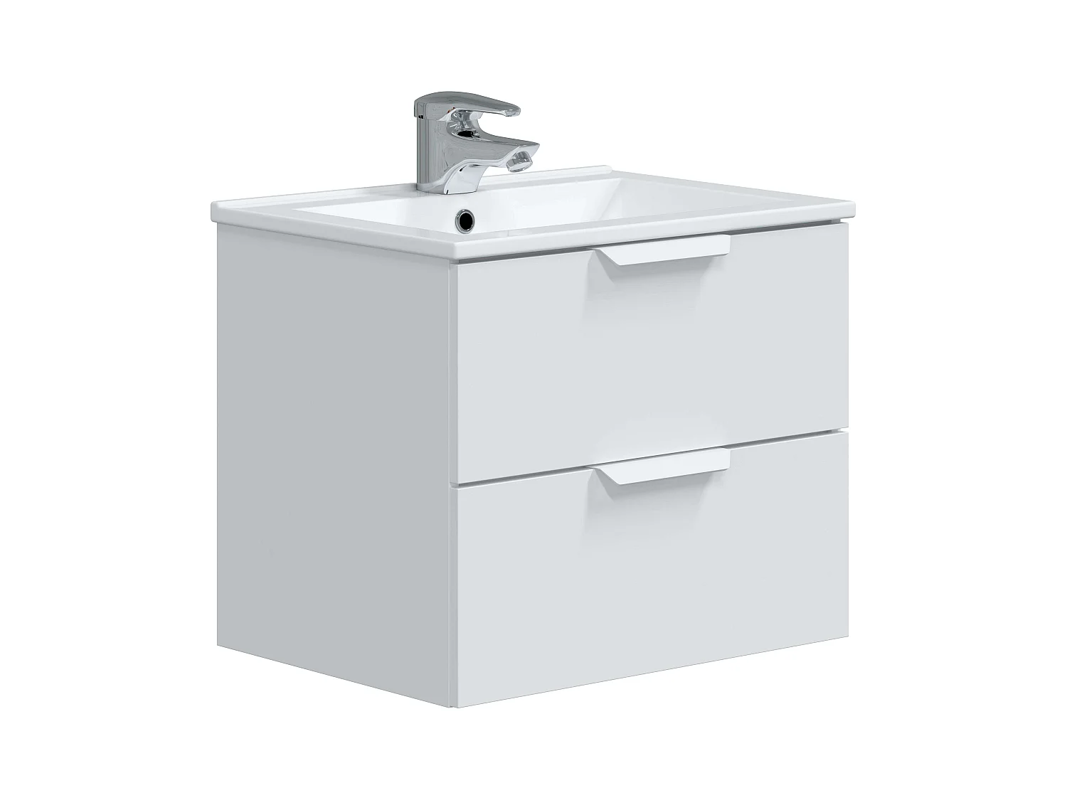 Mueble Baño Suspendido Contemporáneo Blanco 60cm (Lavabo Cerámico)