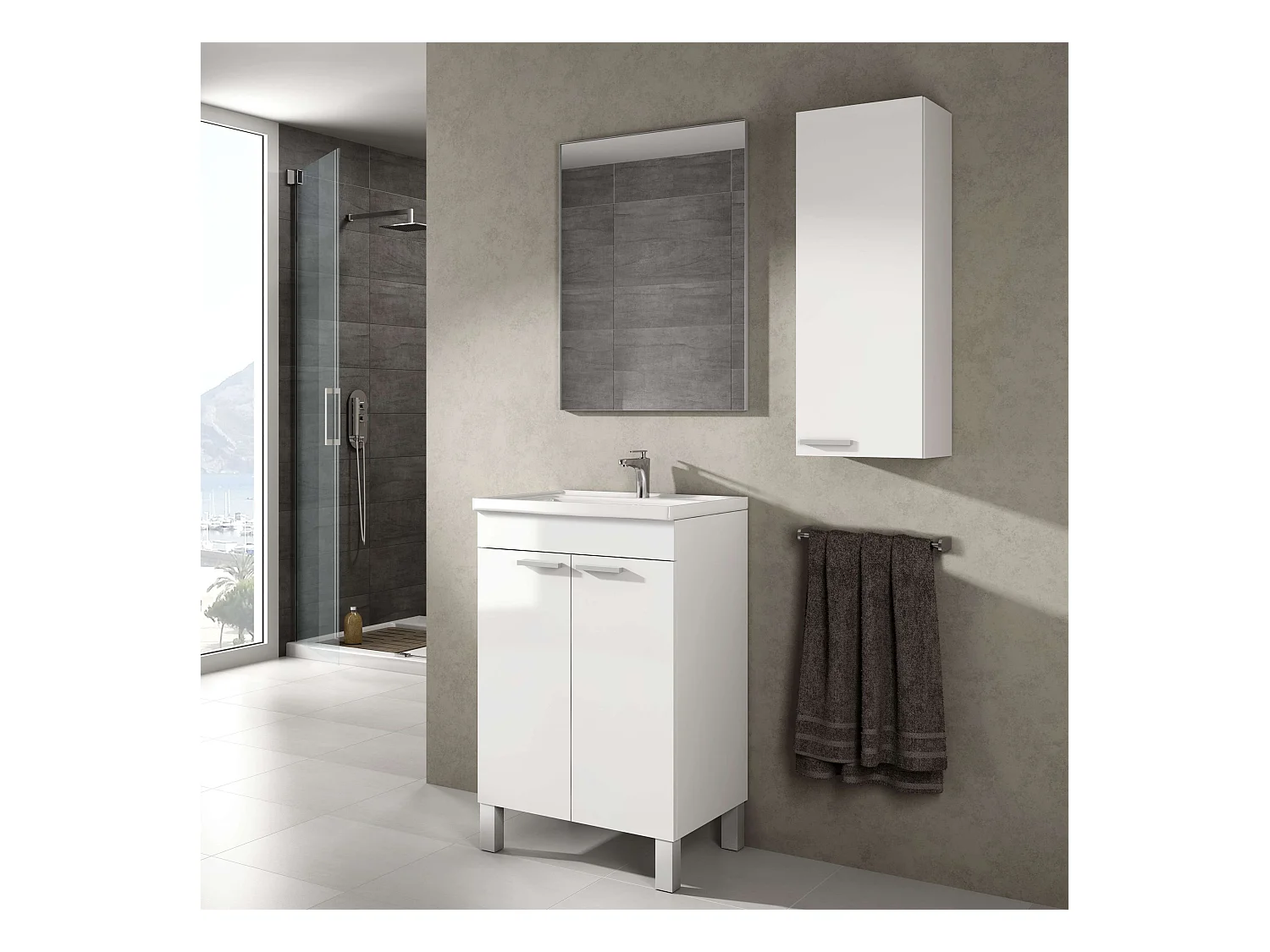 Mueble de Baño Camelia Blanco 2 Puertas con Espejo 50x80x40 cm