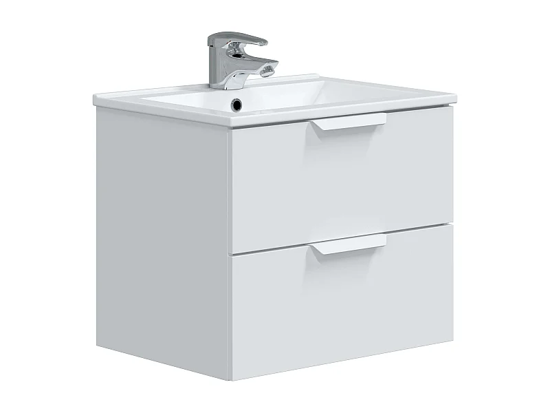 Meuble de salle de bain mural contemporain blanc brillant 60 cm (sans lavabo)