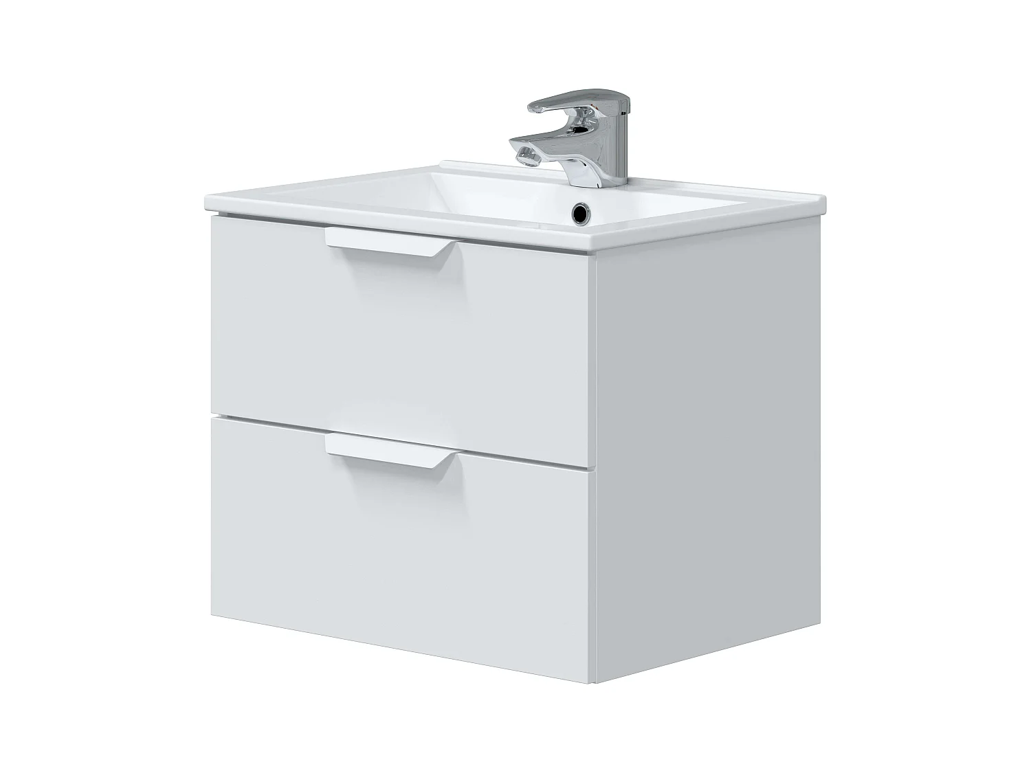 Meuble de salle de bain mural contemporain blanc brillant 60 cm (sans lavabo)