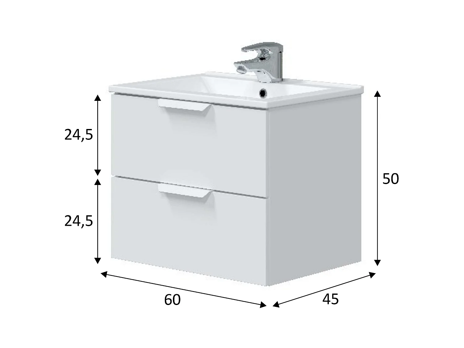 Meuble de salle de bain mural contemporain blanc brillant 60 cm (sans lavabo)