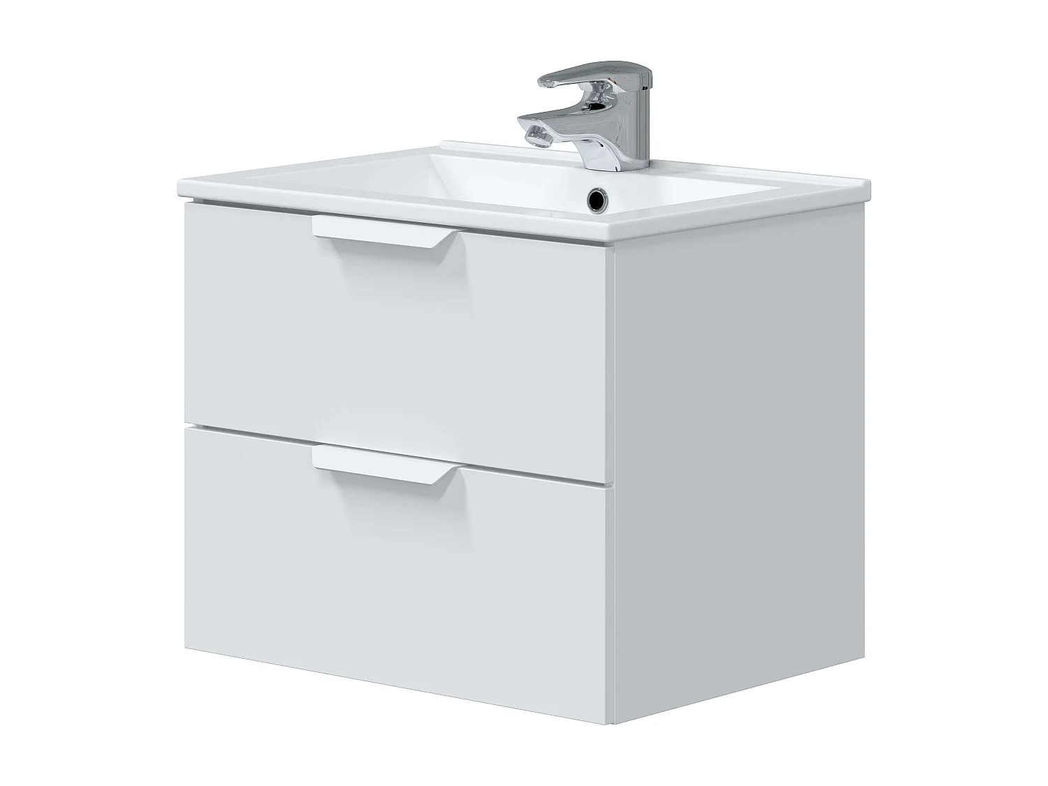 Meuble de salle de bain mural contemporain blanc brillant 60 cm (sans lavabo)