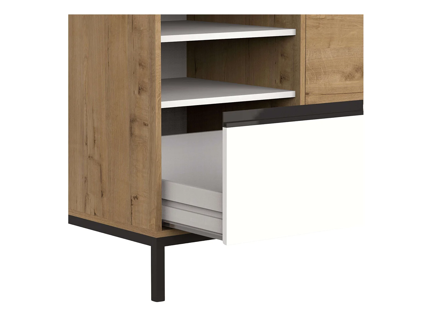 Meuble de salle de bain 100 cm Thames avec pieds (sans lavabo) Chêne doré Blanc