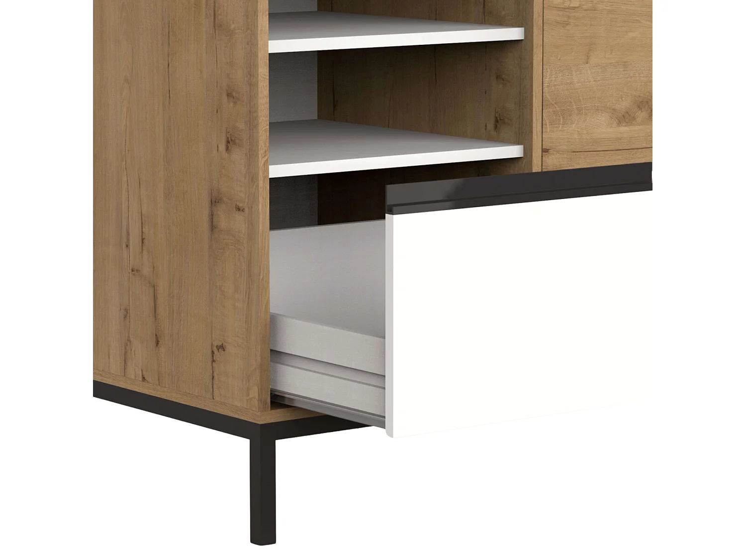 Móvel de Banheiro 100 cm Thames com Pés (Sem Pia) Carvalho Dourado Branco