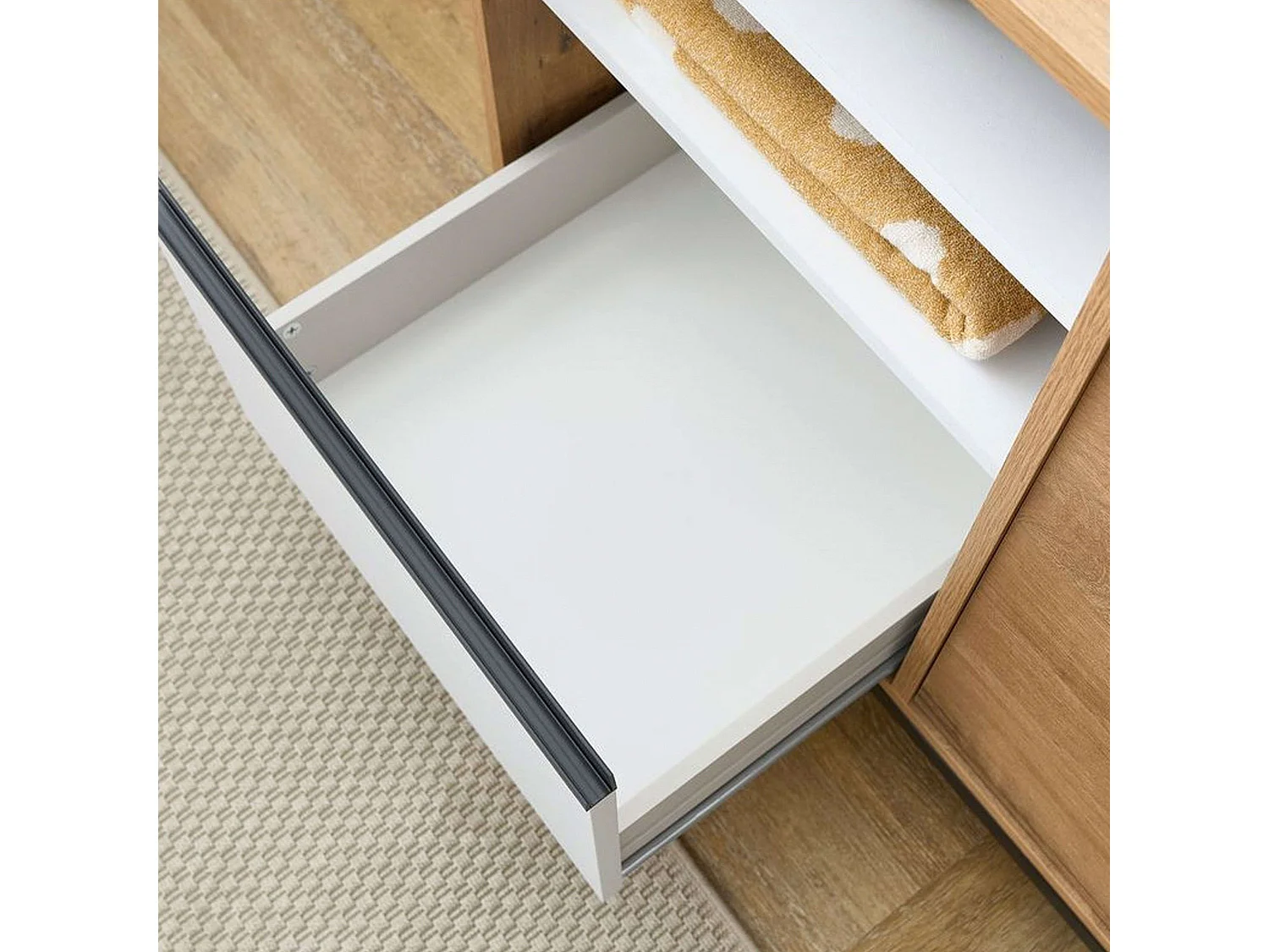 Meuble de salle de bain 100 cm Thames avec pieds (sans lavabo) Chêne doré Blanc