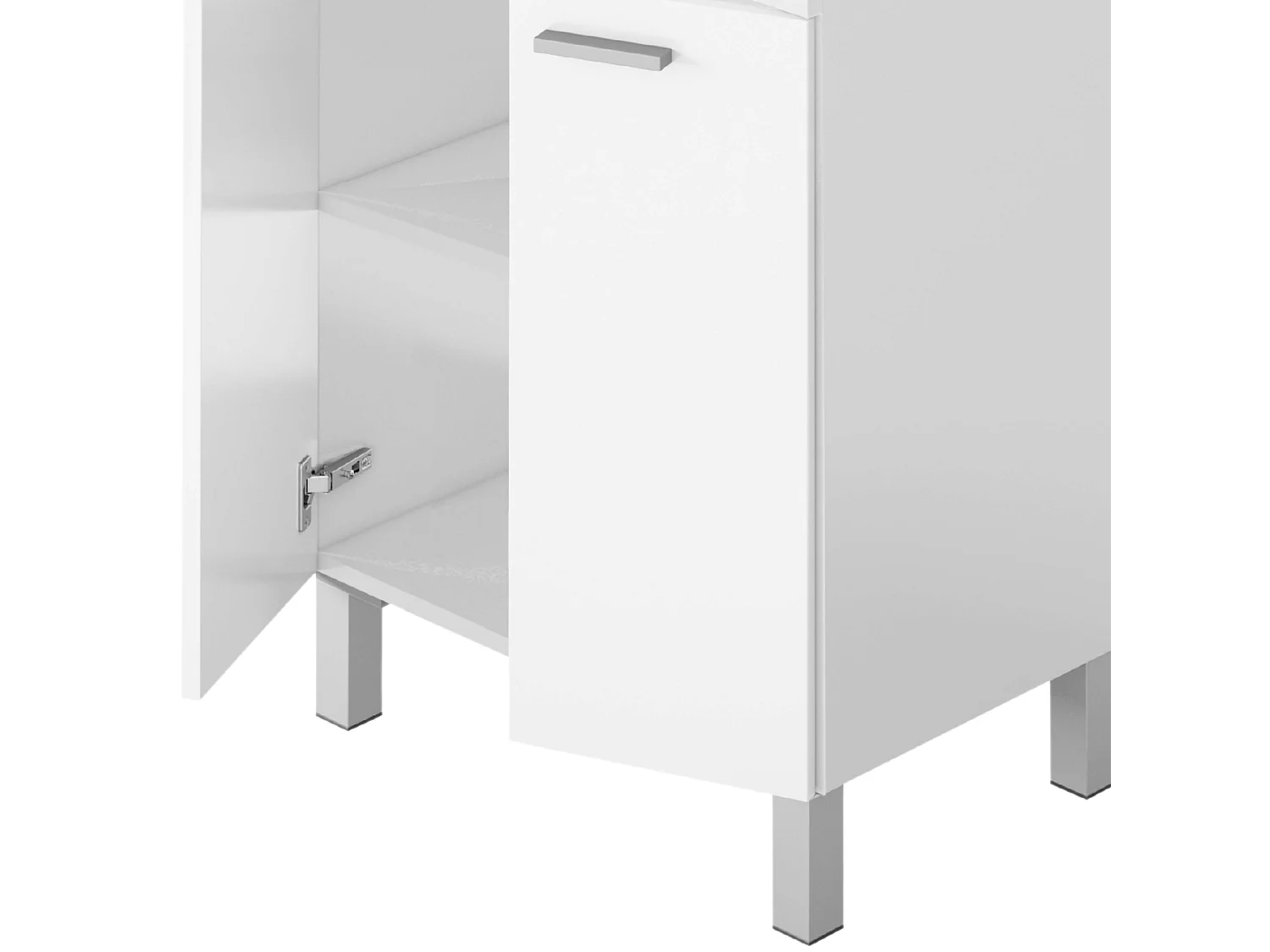 Mueble baño 2 puertas Blanco Brillo con espejo y lavamanos de ppmma