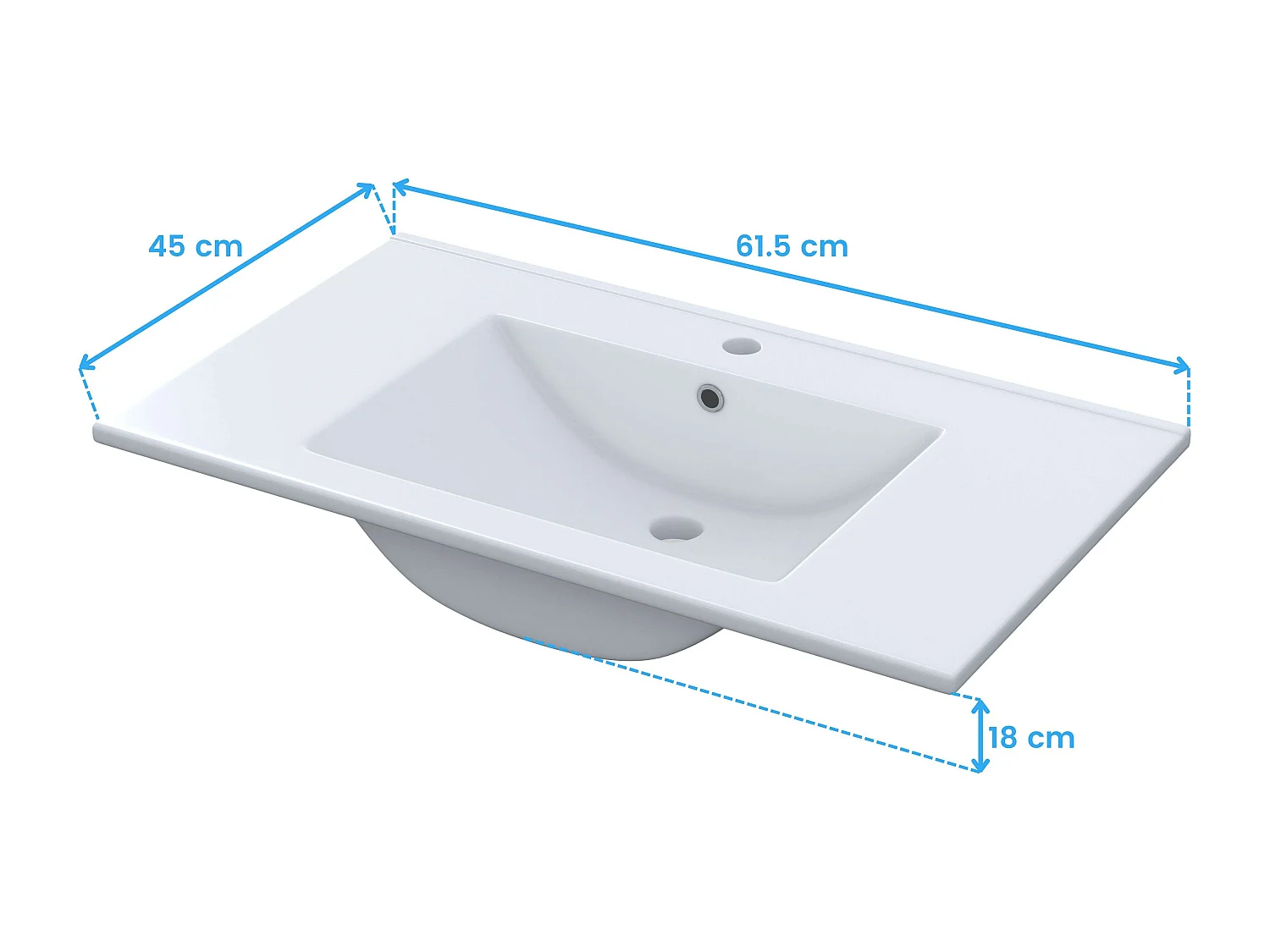 Mueble baño 2 puertas Blanco Brillo con espejo y lavamanos de ppmma