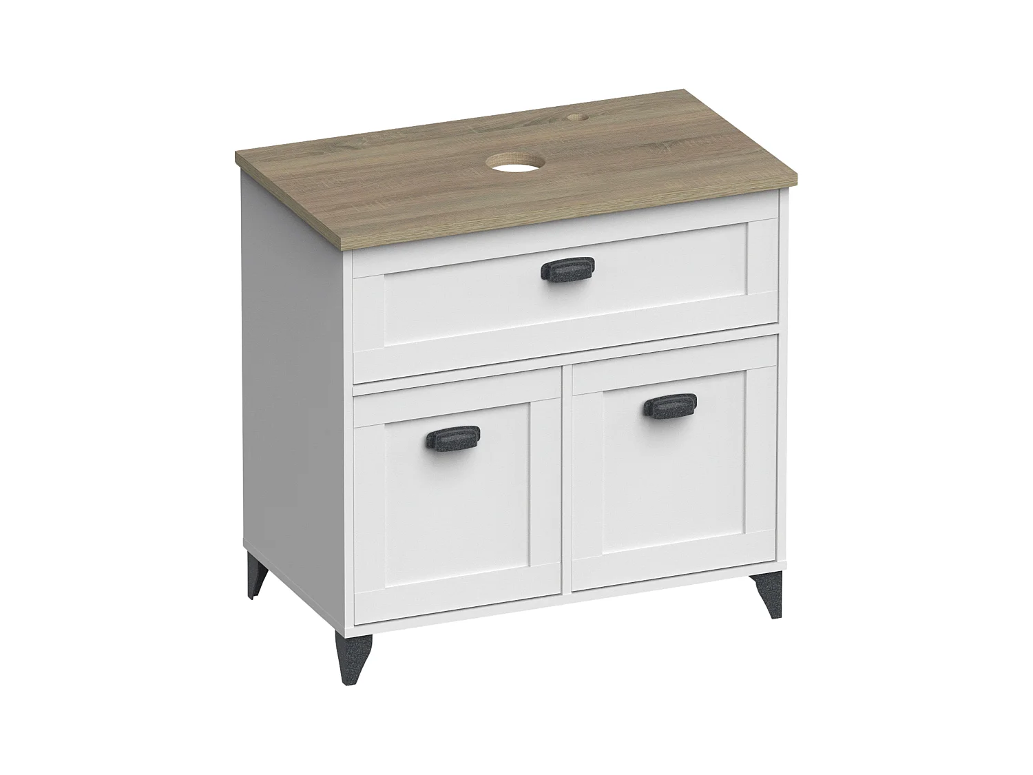 Mueble Baño Siena Nórdico Blanco Soft/Roble Cambrian 1 Cajón+2 Puertas