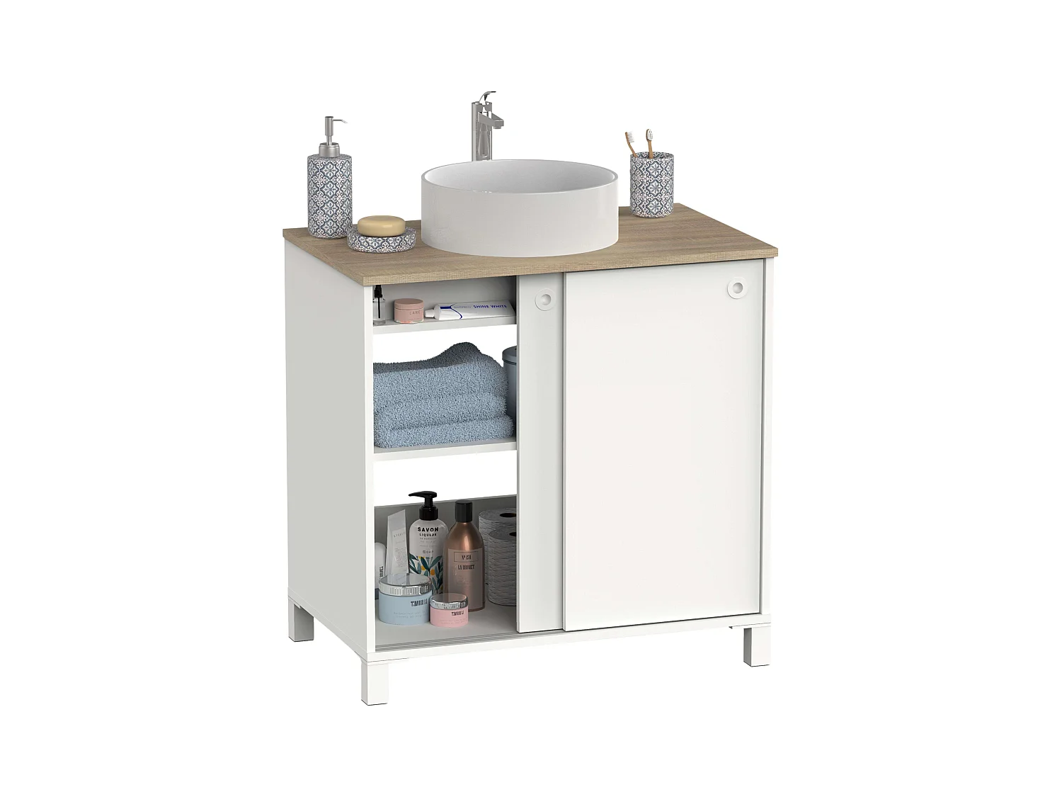 Mueble Baño Sella Nórdico Blanco/Roble Cambrian 2 Puertas 81x94x50 cm