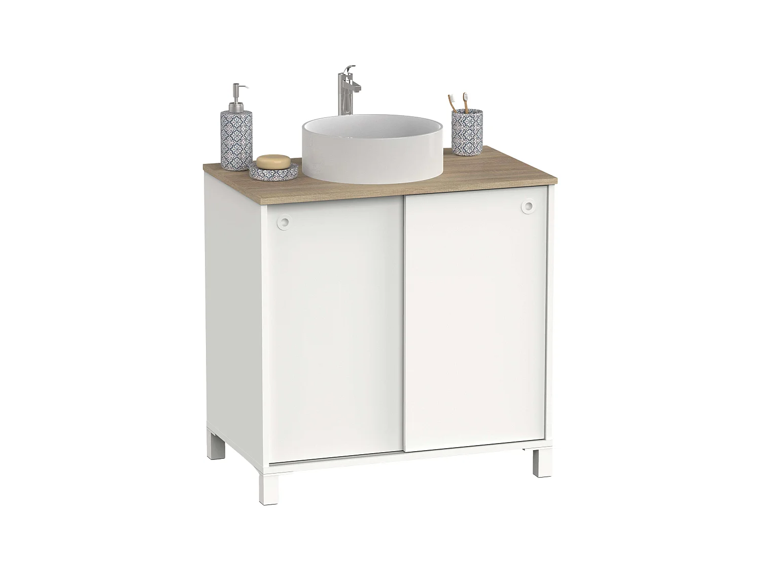 Mueble Baño Sella Nórdico Blanco/Roble Cambrian 2 Puertas 81x94x50 cm