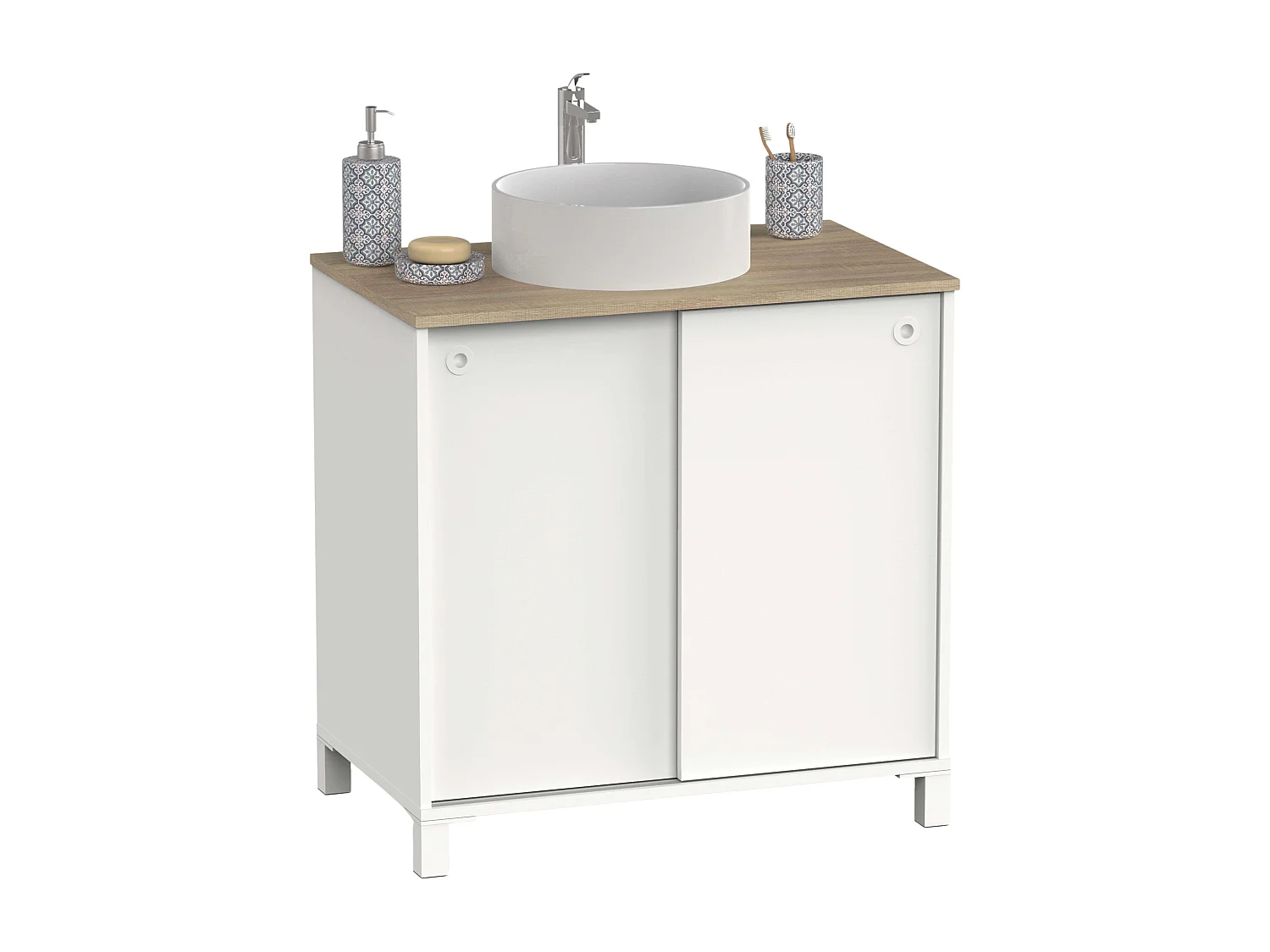 Mueble Baño Sella Nórdico Blanco/Roble Cambrian 2 Puertas 81x94x50 cm
