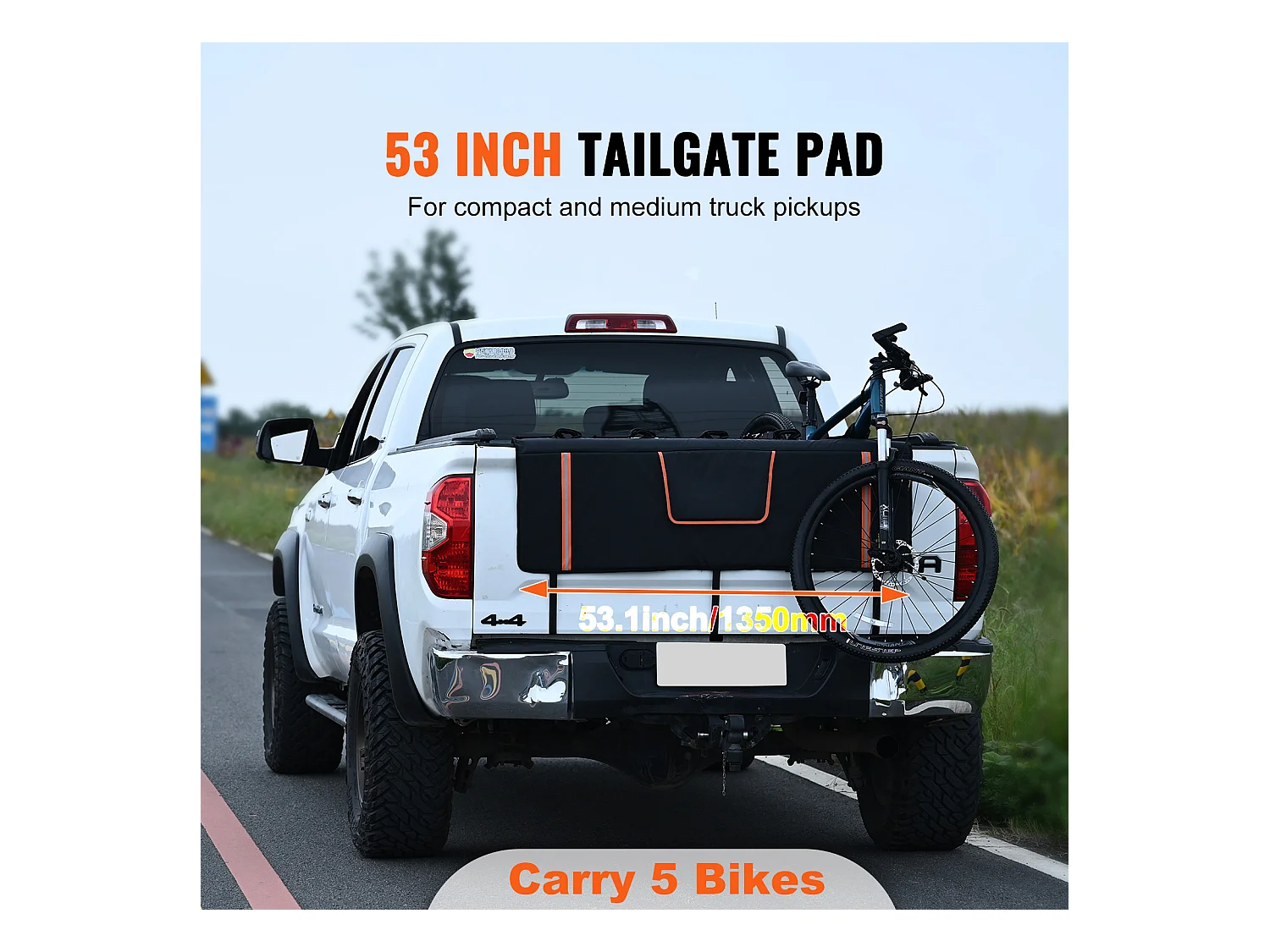 Coussin de Protection de Hayon SucceBuy 135x83 cm Coussin de Hayon Porte-Vélos avec 5 Sangles de Fixation Housse de Protection pour Hayon de Pick-up 2 Poches