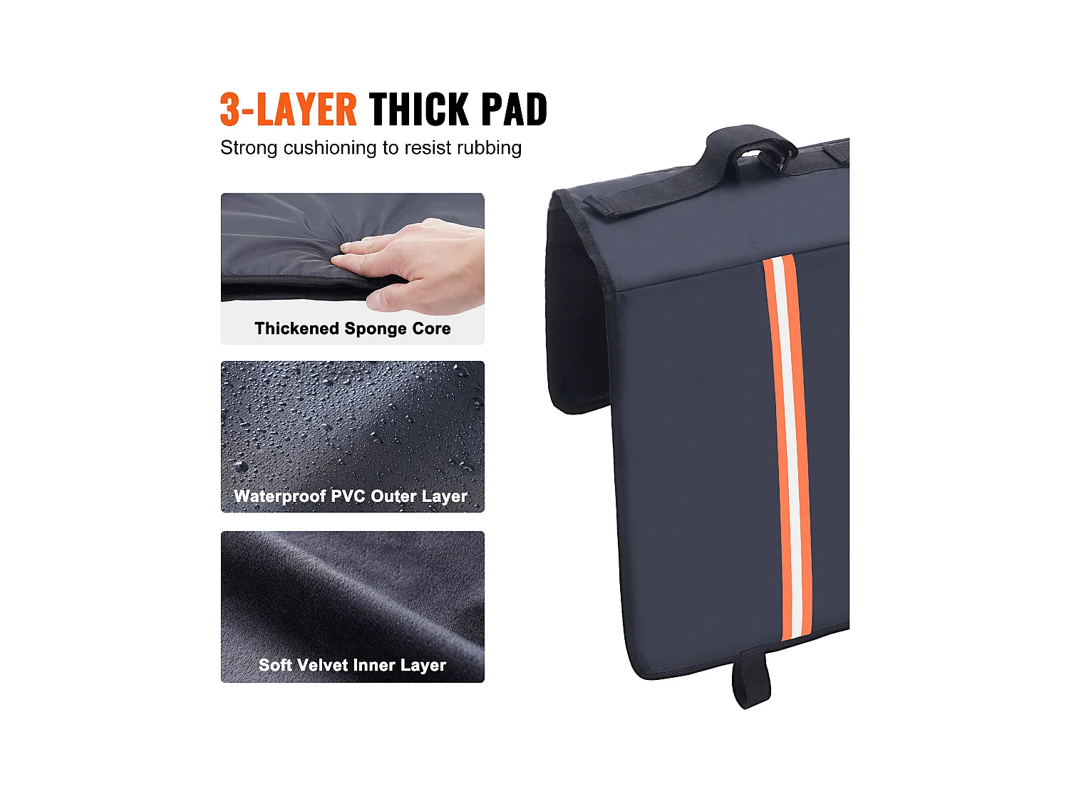 Coussin de Protection de Hayon SucceBuy 135x83 cm Coussin de Hayon Porte-Vélos avec 5 Sangles de Fixation Housse de Protection pour Hayon de Pick-up 2 Poches