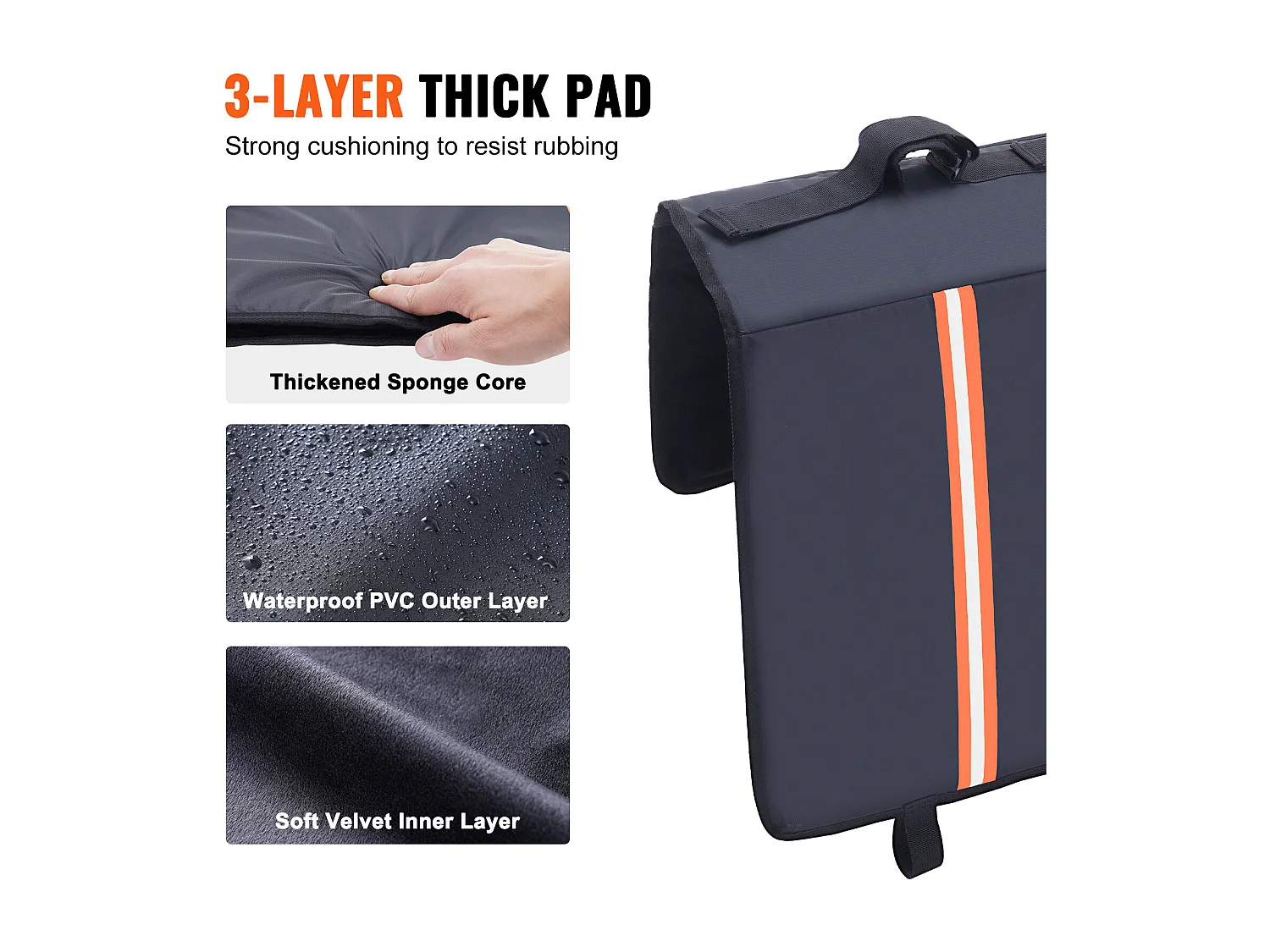 Coussin de Protection de Hayon SucceBuy 135x83 cm Coussin de Hayon Porte-Vélos avec 5 Sangles de Fixation Housse de Protection pour Hayon de Pick-up 2 Poches