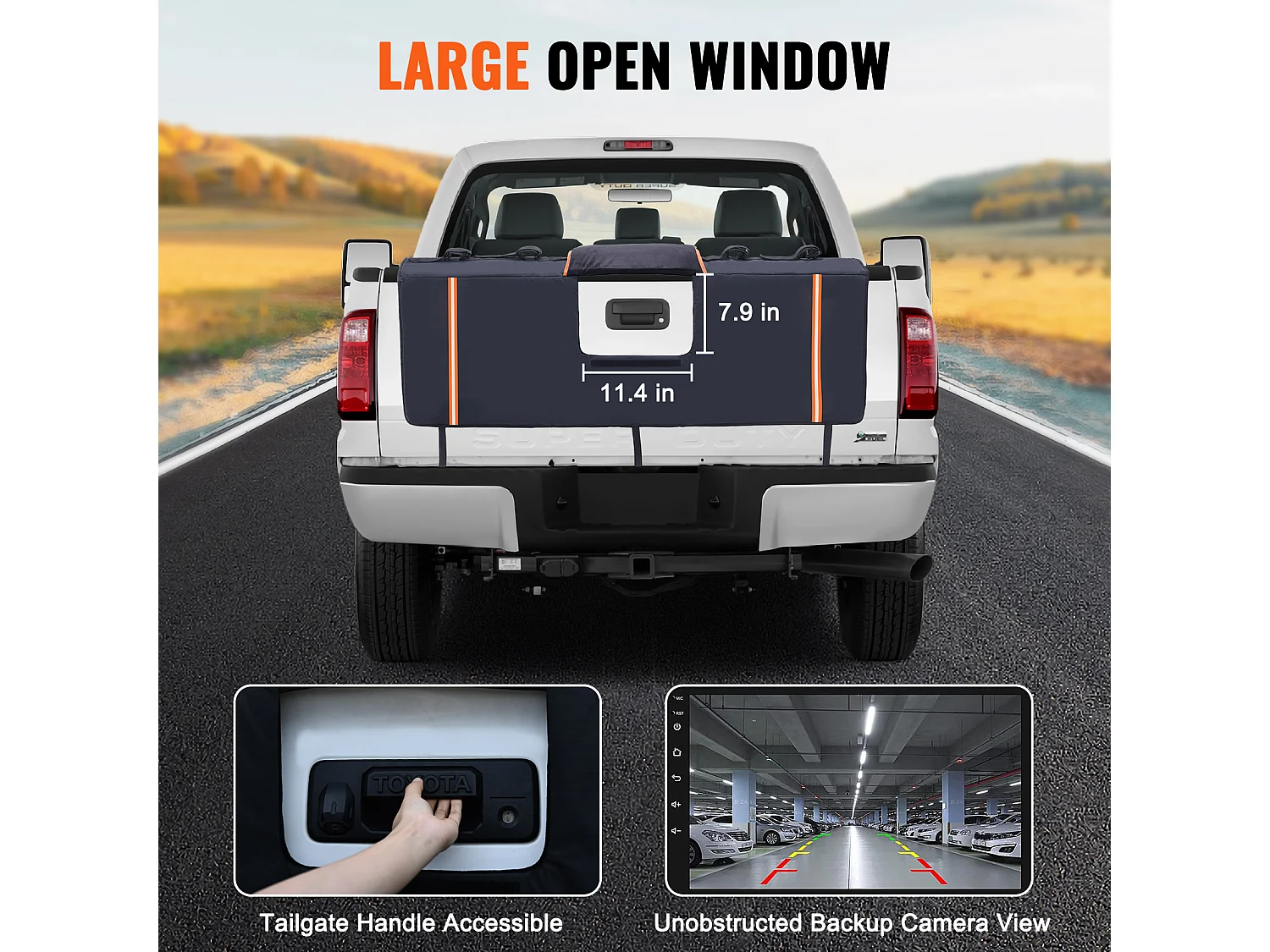 Coussin de Protection de Hayon SucceBuy 135x83 cm Coussin de Hayon Porte-Vélos avec 5 Sangles de Fixation Housse de Protection pour Hayon de Pick-up 2 Poches