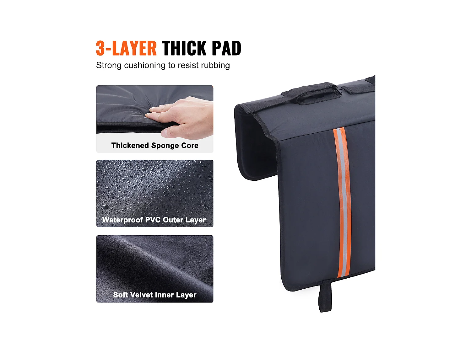 Cojín de Protección SucceBuy de Portón 157x93 cm Cojín de Portón para Bicicletas en PVC y Esponja Funda de Protección para Portón de Pick-up 6 Correas