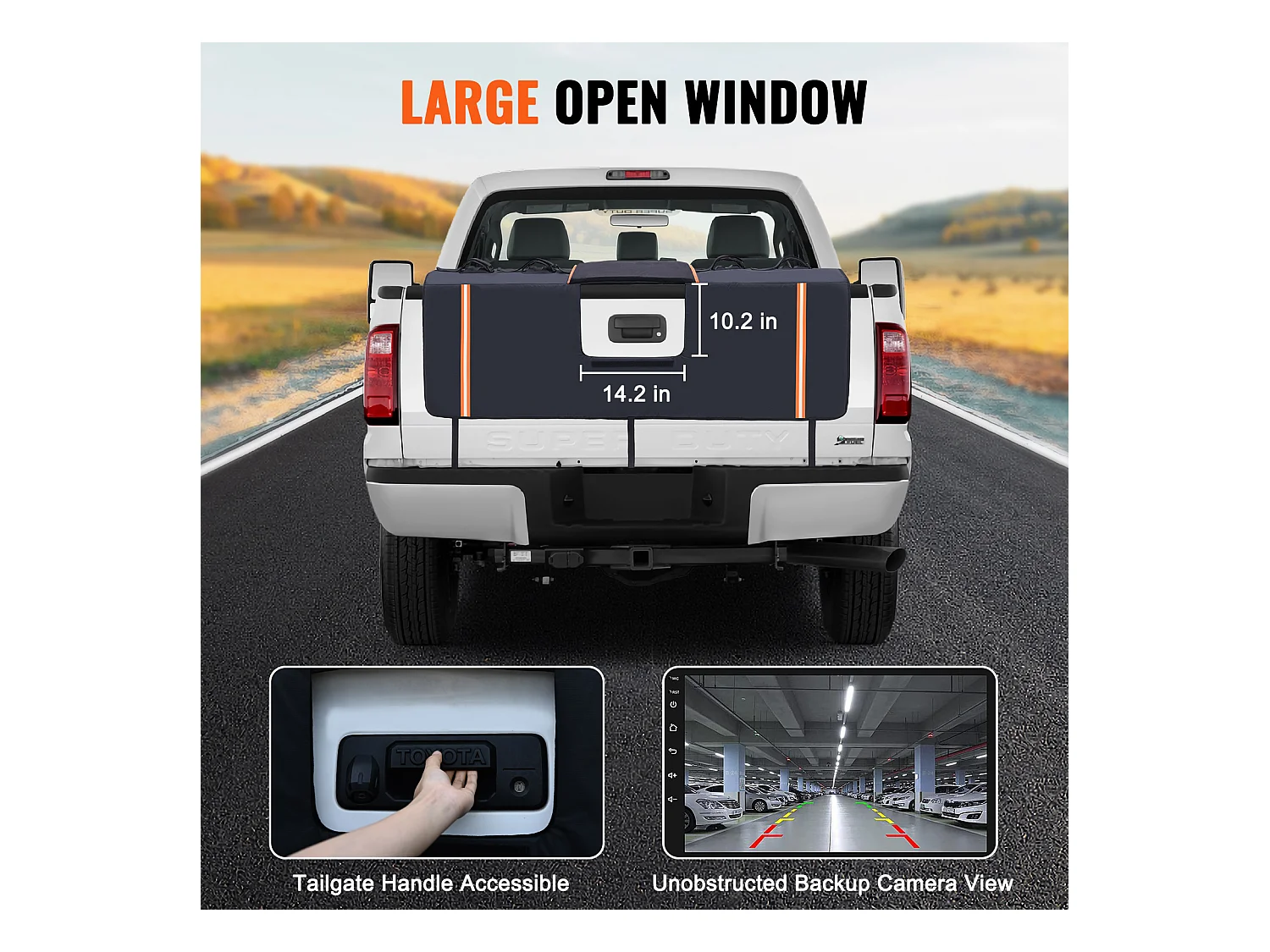 Cojín de Protección SucceBuy de Portón 157x93 cm Cojín de Portón para Bicicletas en PVC y Esponja Funda de Protección para Portón de Pick-up 6 Correas