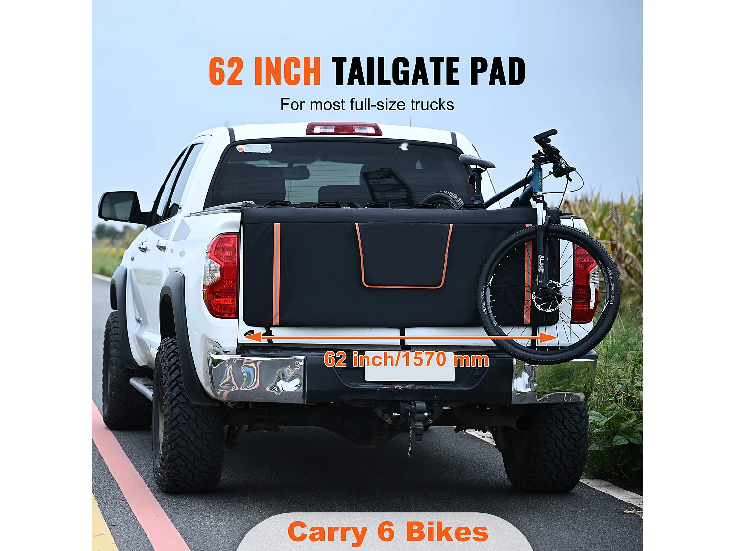 Beschermkussen SucceBuy voor Achterklep 157x93 cm Fietsendrager Achterklepkussen van PVC en Schuim Hoes ter Bescherming voor Achterklep van Pick-up 6 Riemen